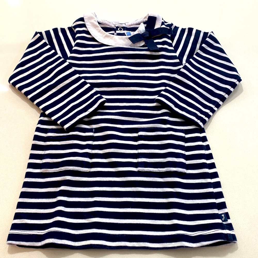 Jacadi cotton navy dress with bow collar size 24 months